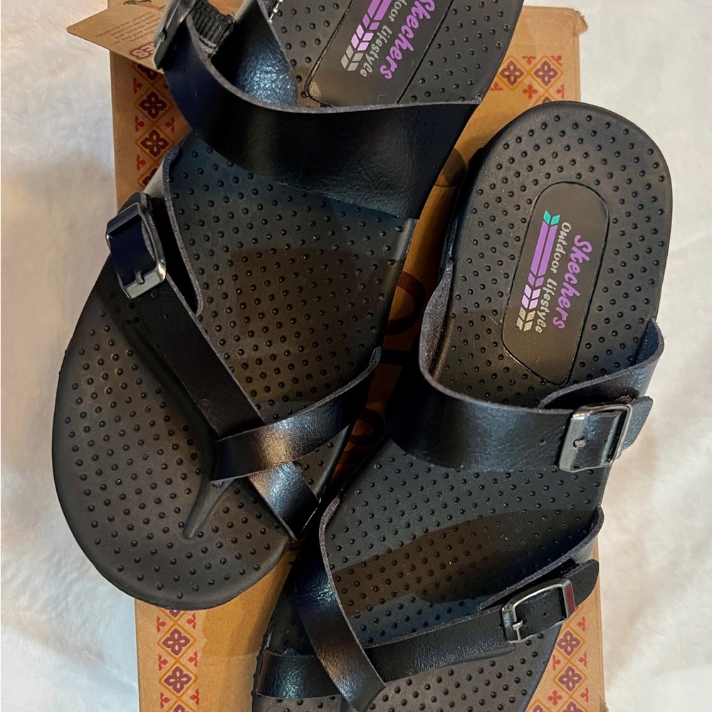 Skechers Women's Reggae Caribbean Outdoor Lifestyle Double Strap Sandals